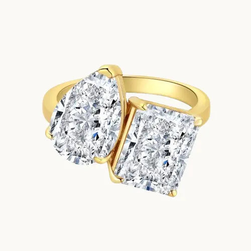 Bague Tendance en Argent avec Deux Diamants – Élégance Éclatante