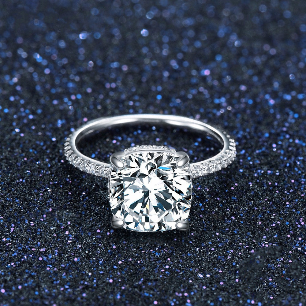 Bague en Argent 925 avec Zircon - Bague Diamant Simulation Femme