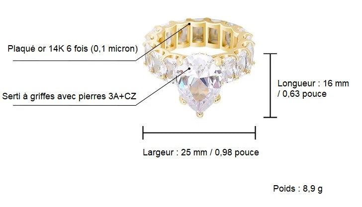 Bague de Luxe Brillante en Zircon