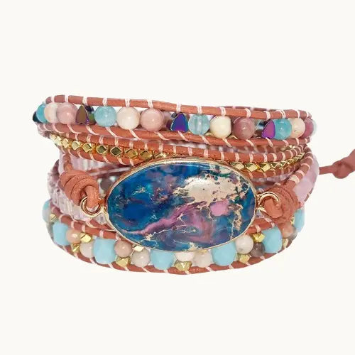 Bracelet Tressé Multi-Couches en Pierre Naturelle