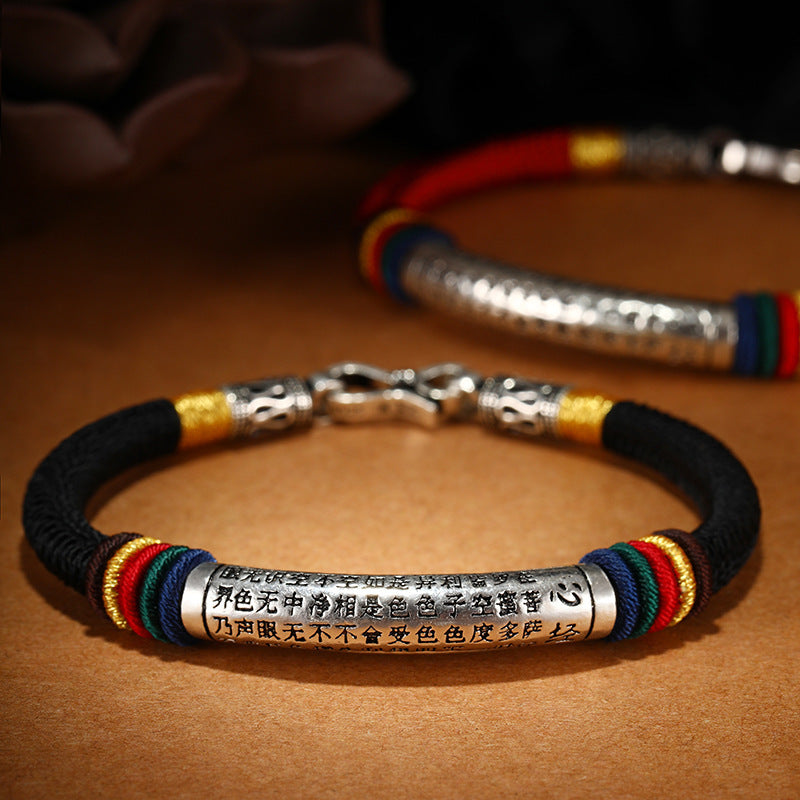 Bracelet Cœur Sutra en Argent 925 – Nœud Dorje Tressé