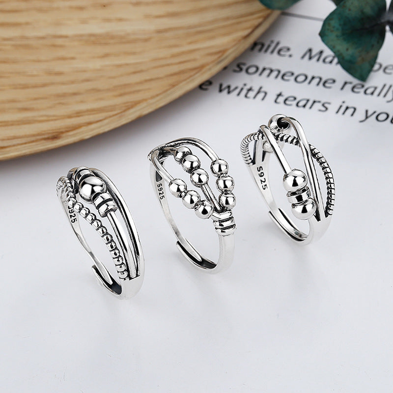 Bague Unisexe en Argent S925 – Rétro à Trois Couches