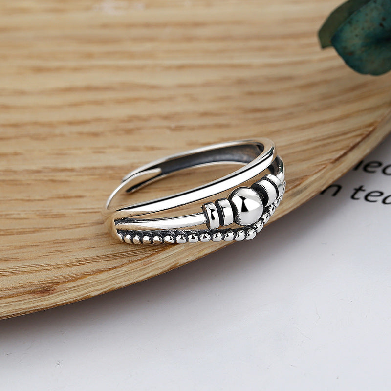 Bague Unisexe en Argent S925 – Rétro à Trois Couches