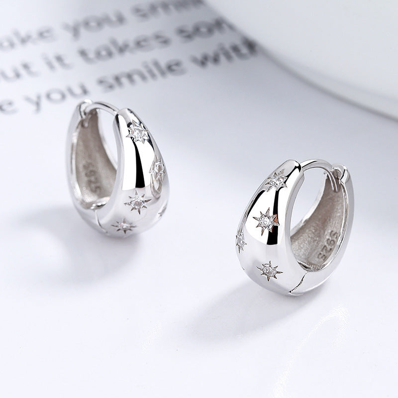 Boucles d'oreilles en argent sterling 925 – Asterisme rétro féminin
