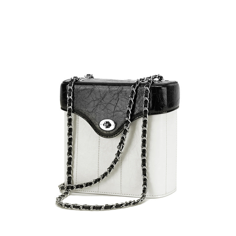 Sac Bandoulière en Cuir Véritable pour Femme – Modèle Carré Élégant avec Chaîne