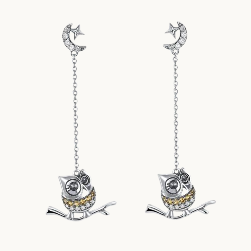 Boucles d'oreilles longues hibou