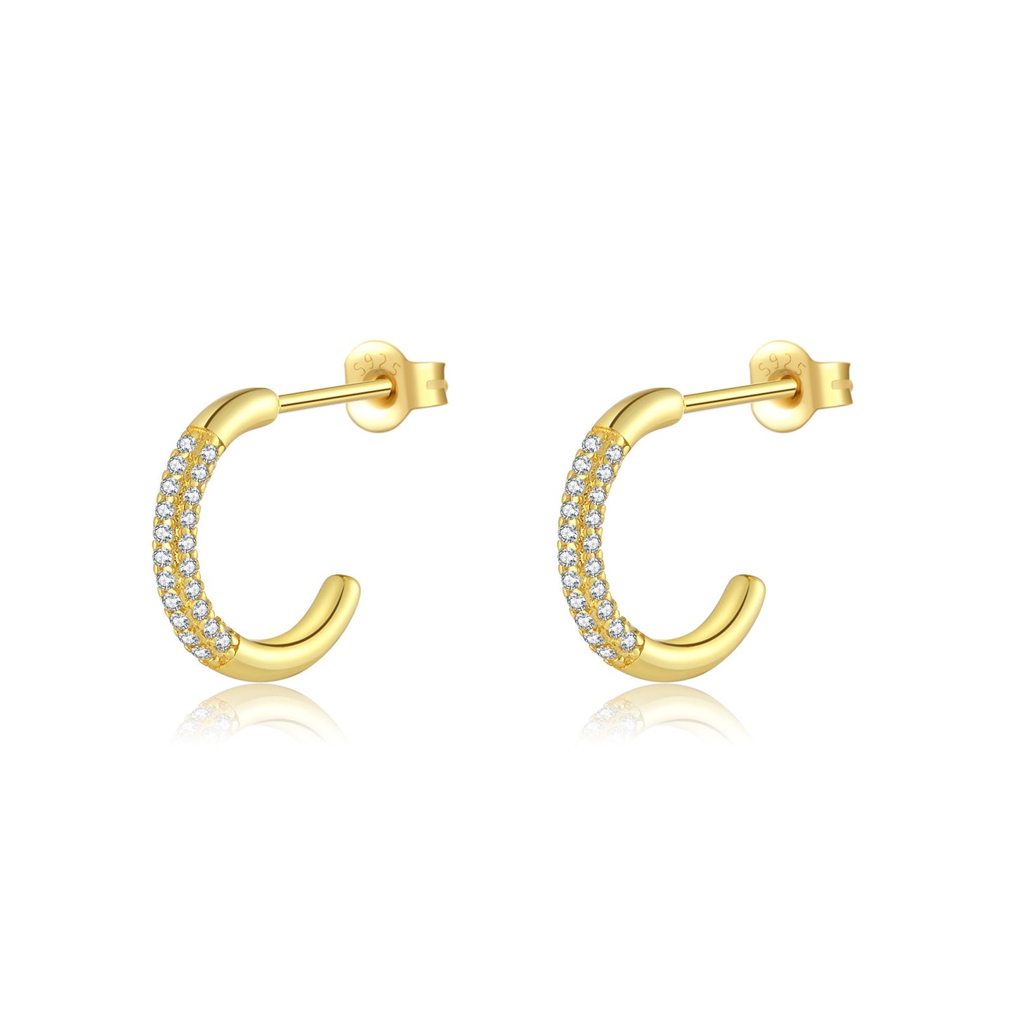 Boucles d’oreilles Créoles Ouvertes – Argent 925 & Strass Étincelants