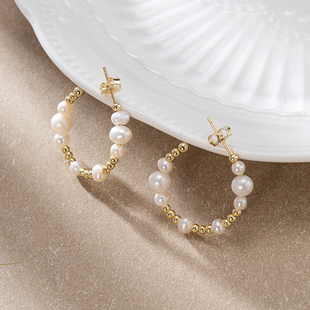 Boucles d'oreilles en argent S925 avec perles naturelles