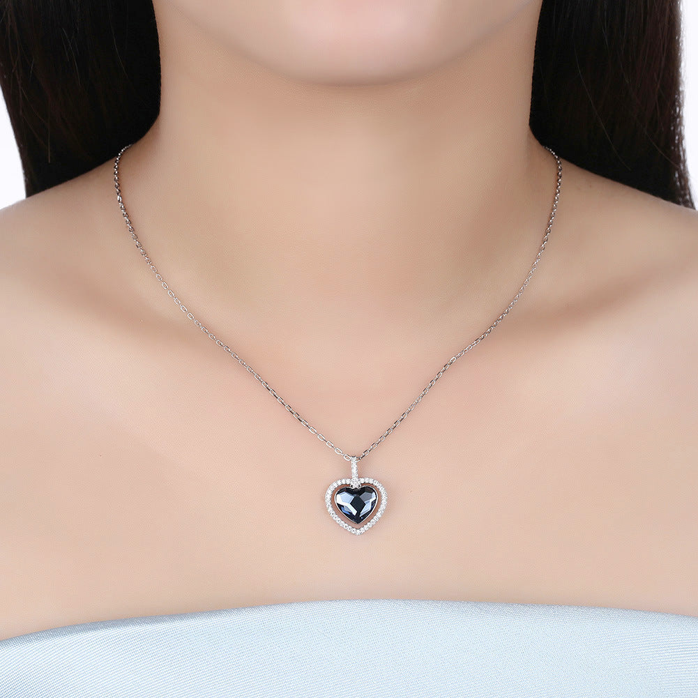 Collier Cœur en Cristal Brillant en Argent