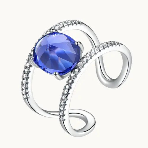 Bague en Argent 925 – Zircon Bleu & Style  Ethnique