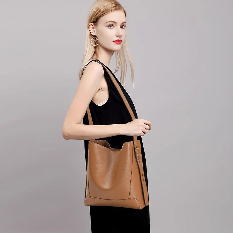 Sac Bandoulière Femme en Cuir Véritable – Style Seau Élégant