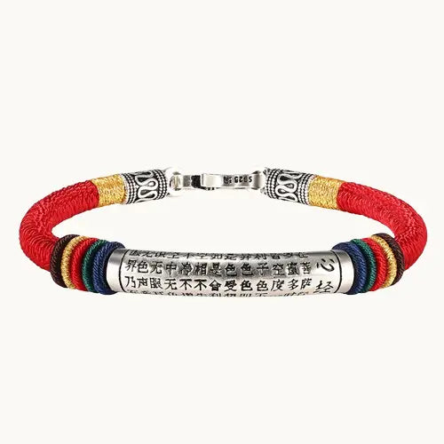 Bracelet Cœur Sutra en Argent 925 – Nœud Dorje Tressé