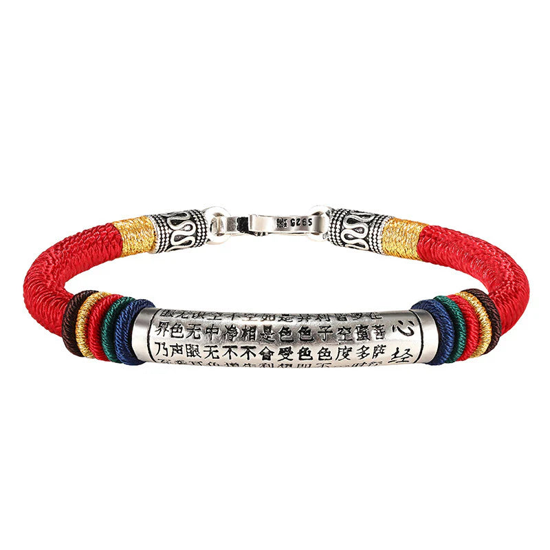 Bracelet Cœur Sutra en Argent 925 – Nœud Dorje Tressé