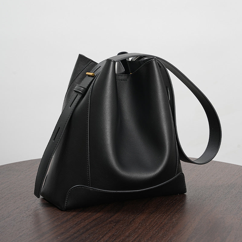 Sac Bandoulière Femme en Cuir Véritable – Style Seau Élégant