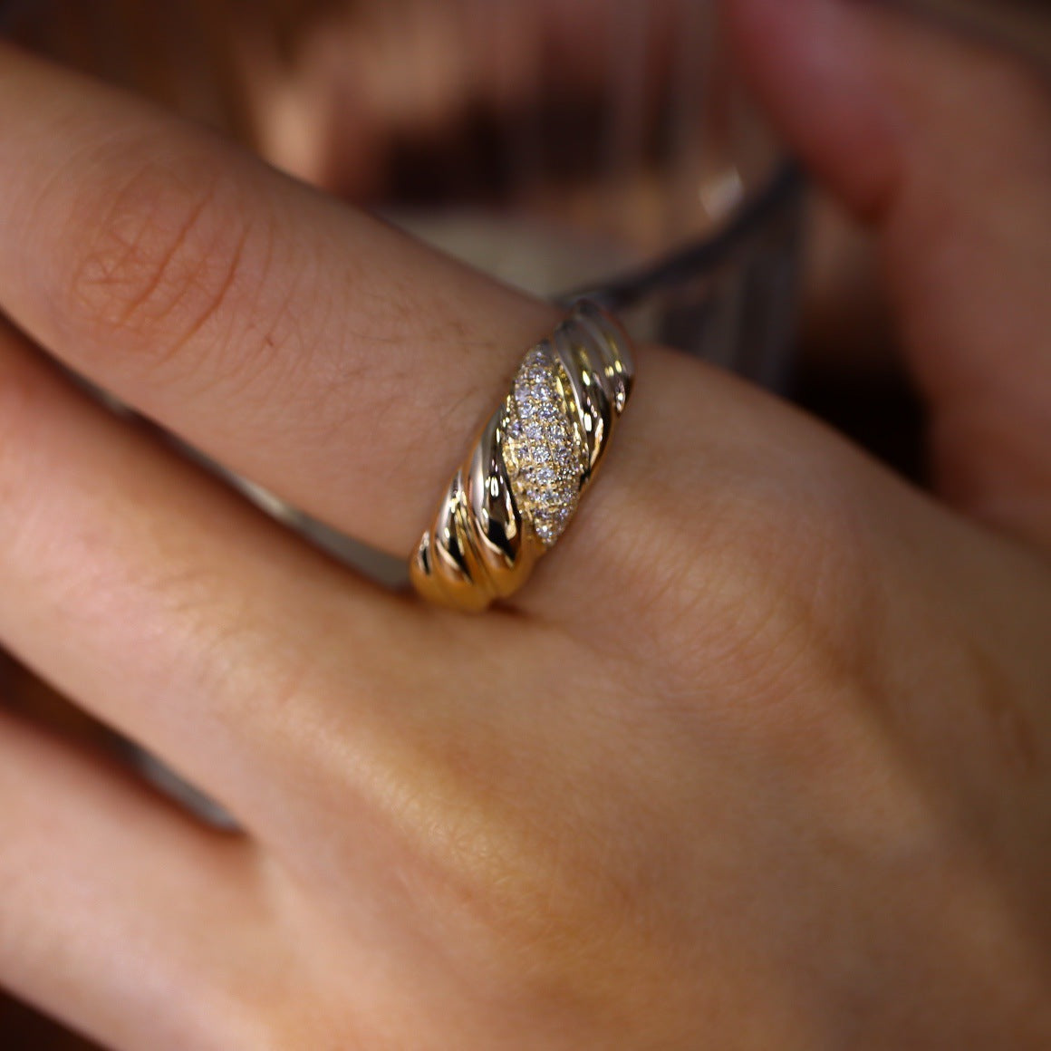 Bague en argent 925 plaquée or 24K