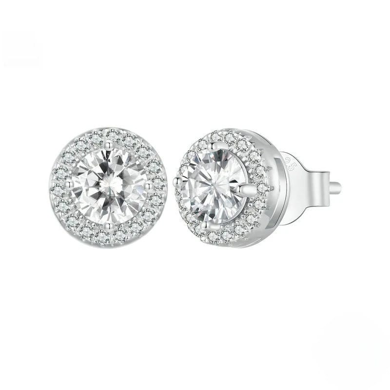 Puces d'oreilles en argent S925 plaqué or blanc