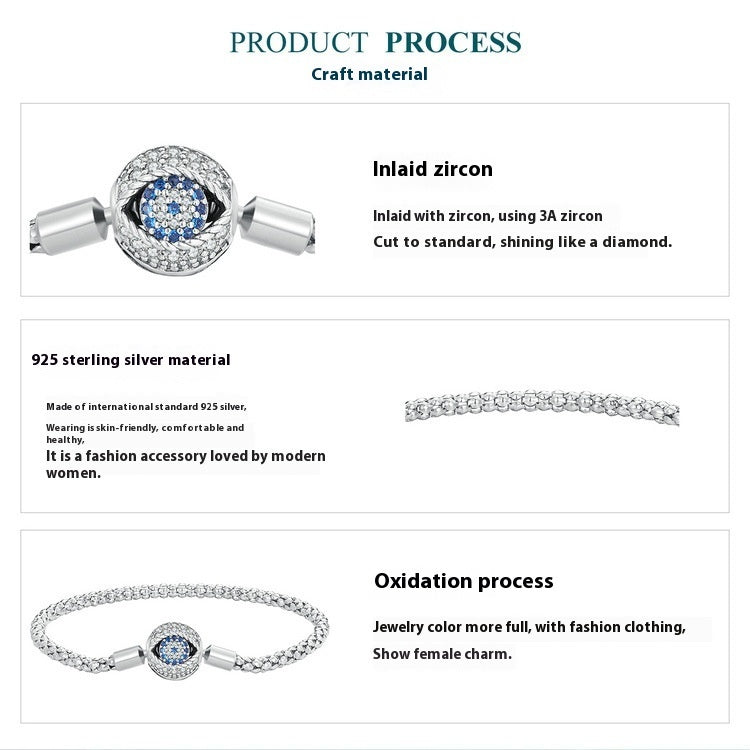 Bracelet Élégant en Argent S925 avec Motif Œil - Design Unique et Symbolique