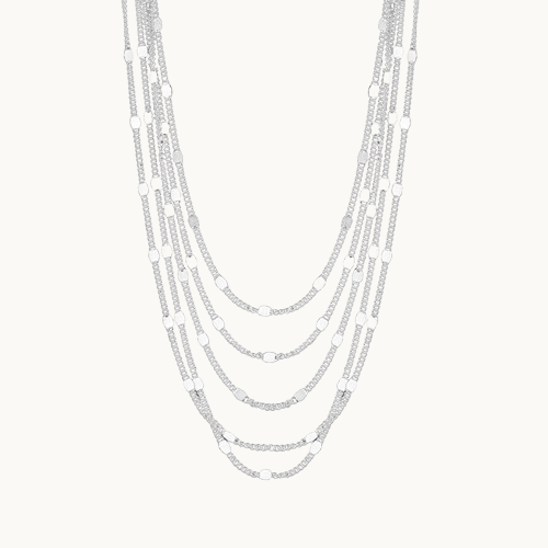 Collier Femme Multicouche en Argent 925 – Chaîne Géométrique Étincelante