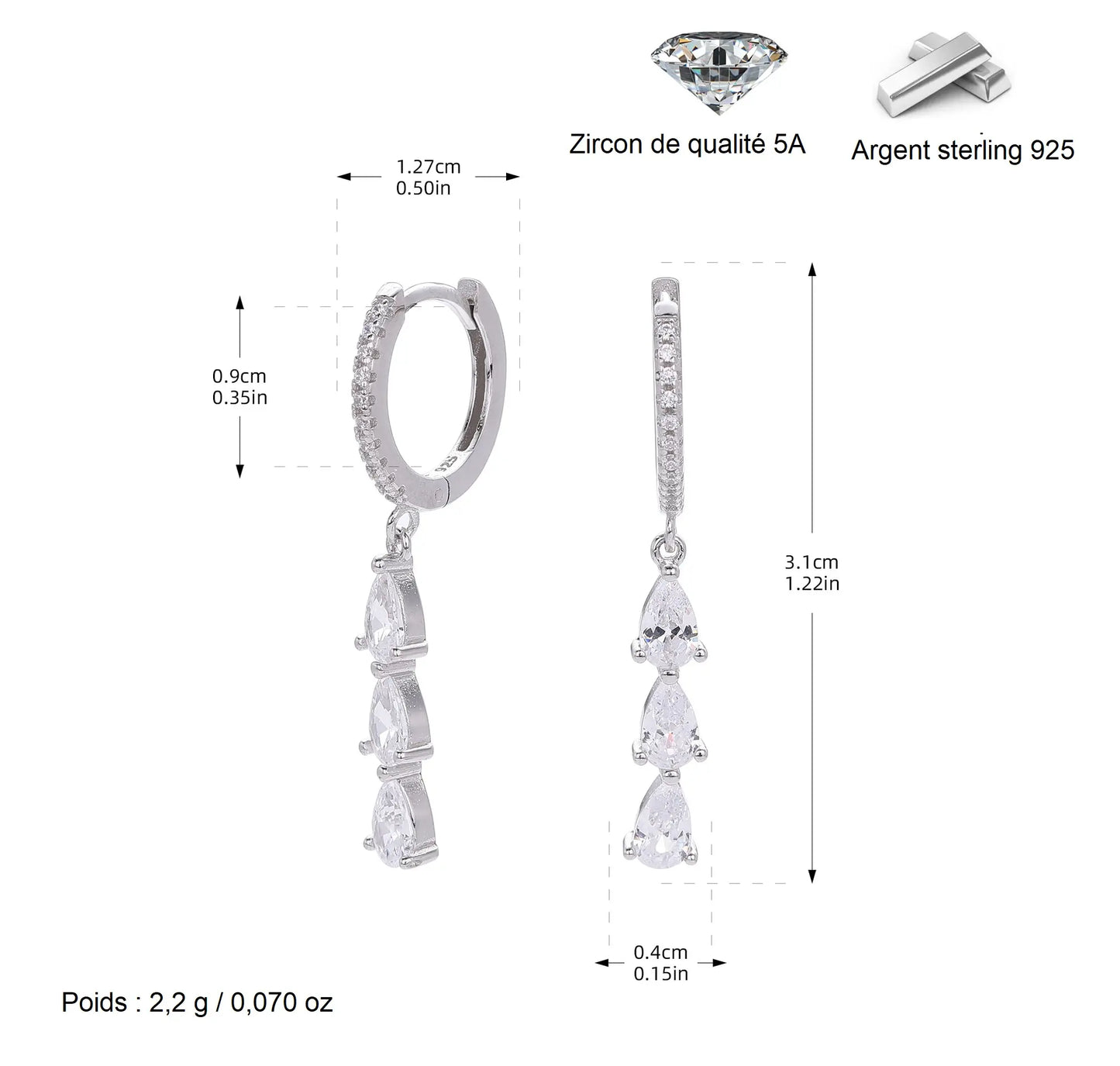 Boucles d'oreilles goutte élégantes
