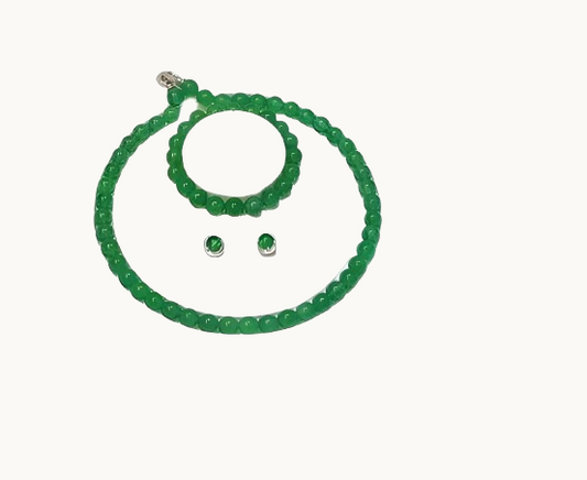 Ensemble de Bijoux en Calcédoine Verte