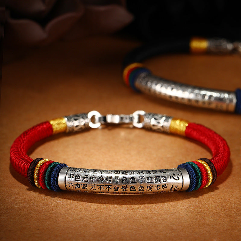Bracelet Cœur Sutra en Argent 925 – Nœud Dorje Tressé