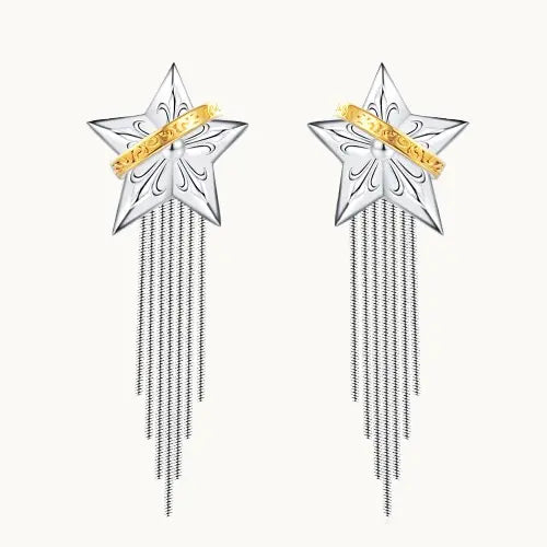 Boucles d'oreilles pendantes étoile en argent S925
