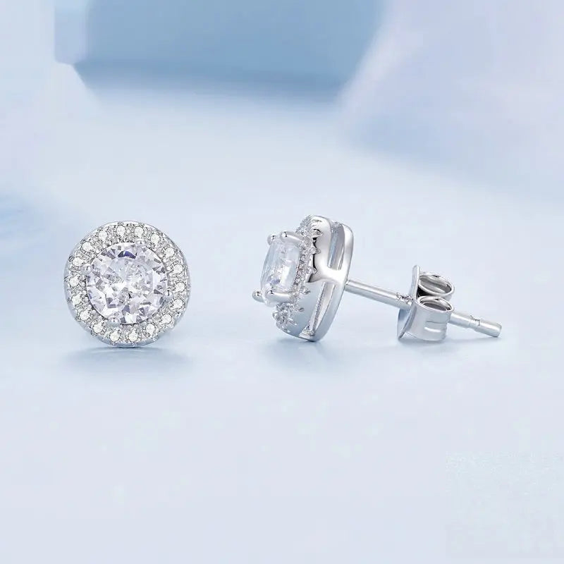 Puces d'oreilles en argent S925 plaqué or blanc
