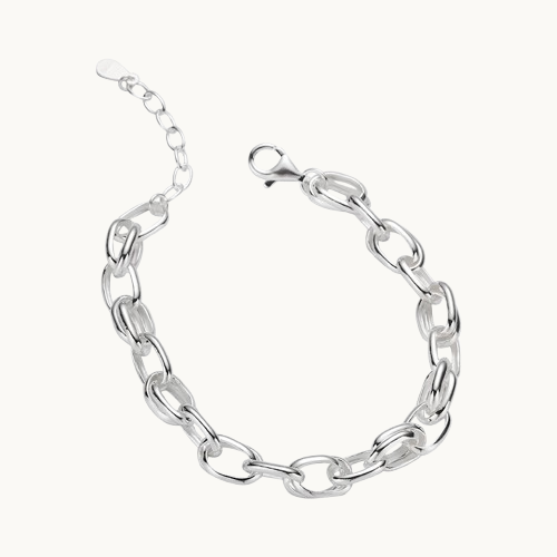 Bracelet Chaîne Épaisse Creuse en Argent S925 – Style Streetwear