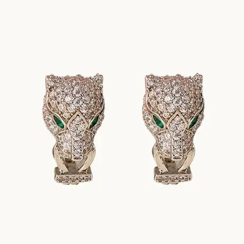 Boucles d'oreilles rétro en zircon , Élégance vintage et motif animal raffiné