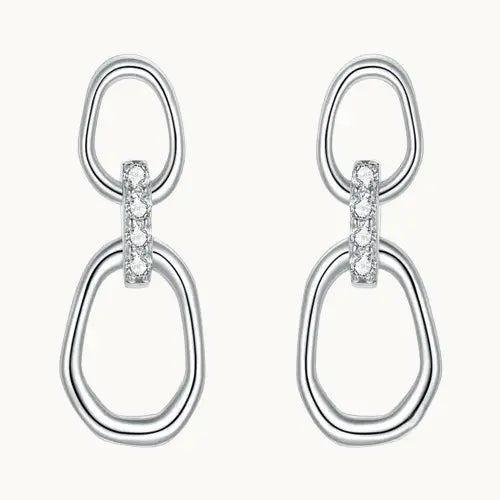 Boucles d'oreilles géométriques en argent S925 avec cristal blanc