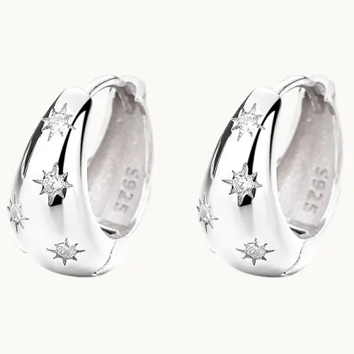 Boucles d'oreilles en argent sterling 925 – Asterisme rétro féminin