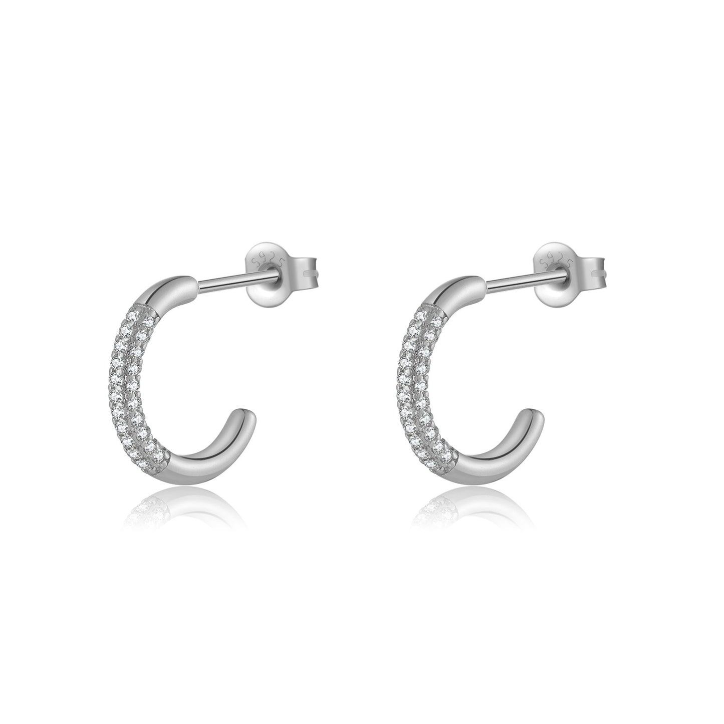 Boucles d’oreilles Créoles Ouvertes – Argent 925 & Strass Étincelants
