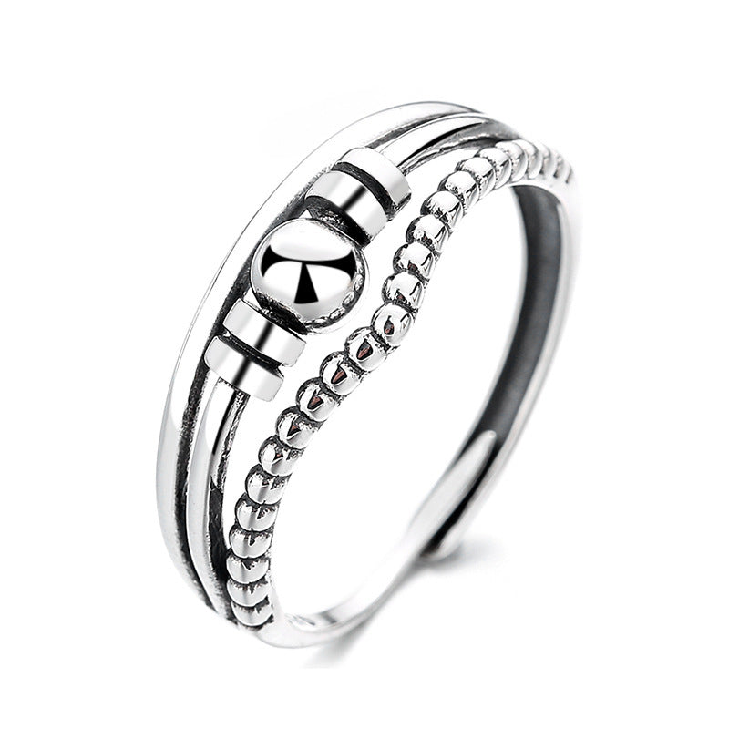 Bague Unisexe en Argent S925 – Rétro à Trois Couches