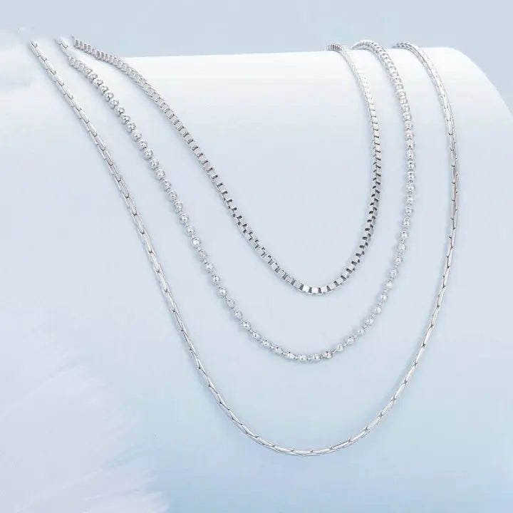 Collier Superposé en Argent 925 – Triple Éclat Féminin