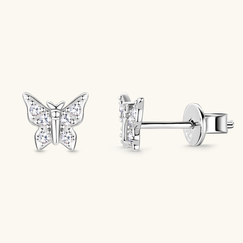 Boucles d'oreilles papillon Moissanite en argent sterling S925
