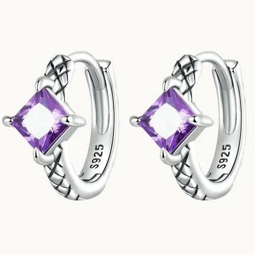 Clip d'oreille serpent en argent S925 et zirconium violet