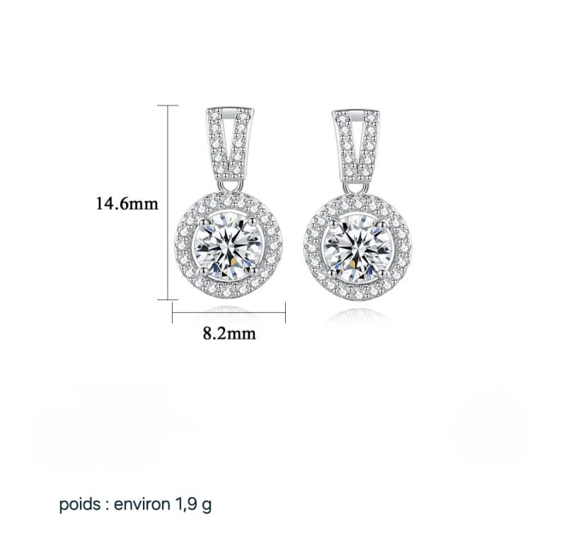 Boucles d'oreilles Moissanite en argent sterling S925