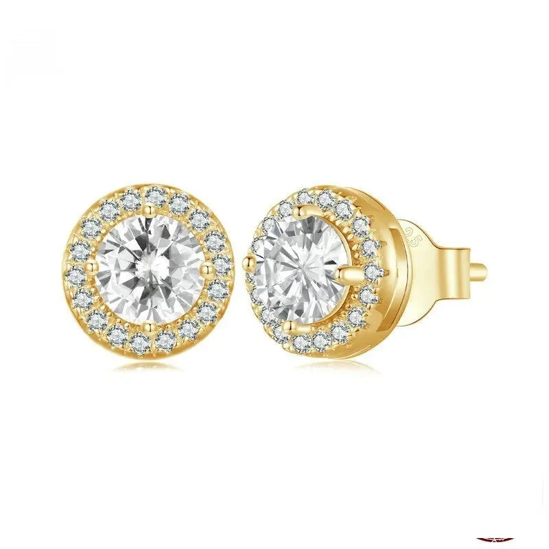 Puces d'oreilles en argent S925 plaqué or blanc
