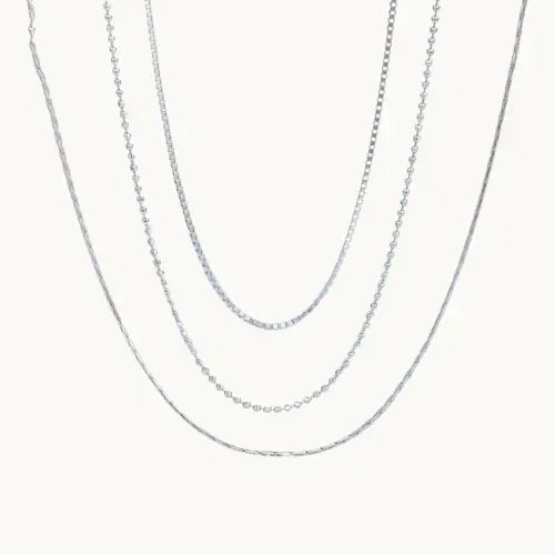 Collier Superposé en Argent 925 – Triple Éclat Féminin