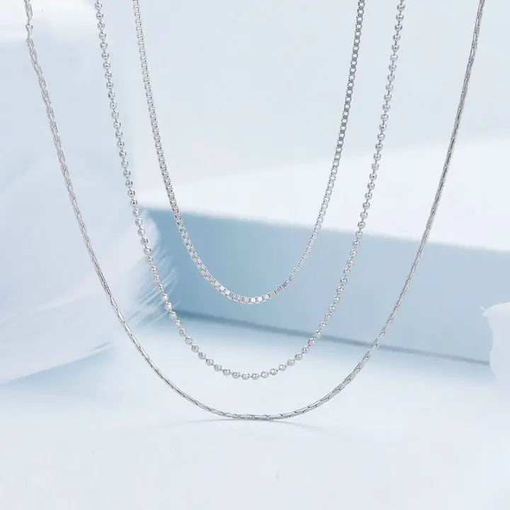 Collier Superposé en Argent 925 – Triple Éclat Féminin