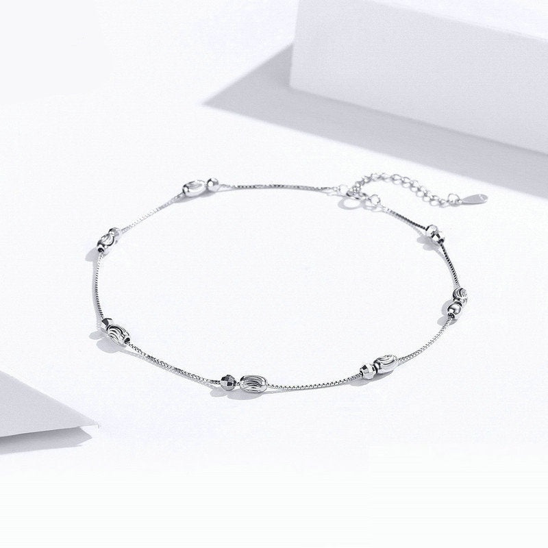 Chaîne de Cheville en Argent 925 – Perles Rondes