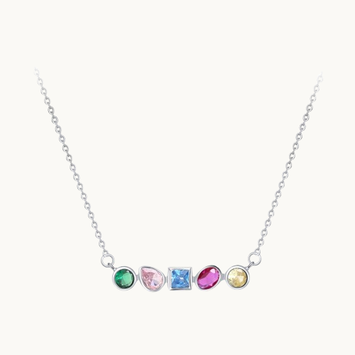 Collier en Argent S925 avec Zircon Arc-en-Ciel