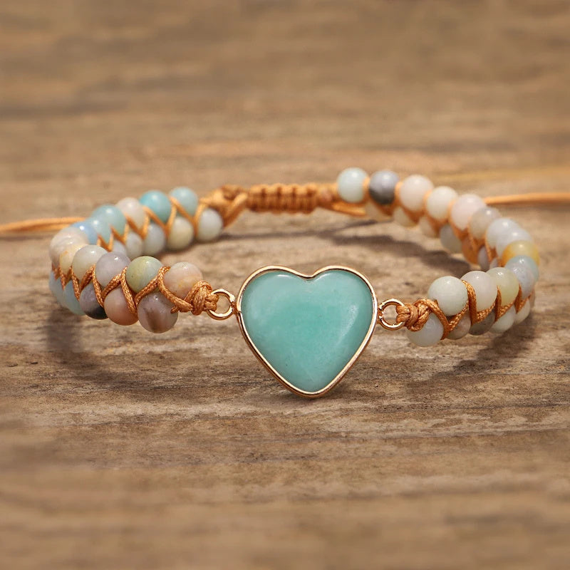 Bracelet Cœur Classique en Agate – Tressé et Ajustable