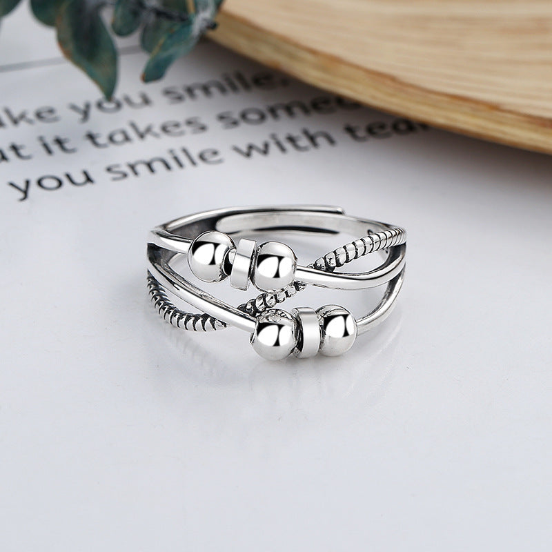Bague Unisexe en Argent S925 – Rétro à Trois Couches