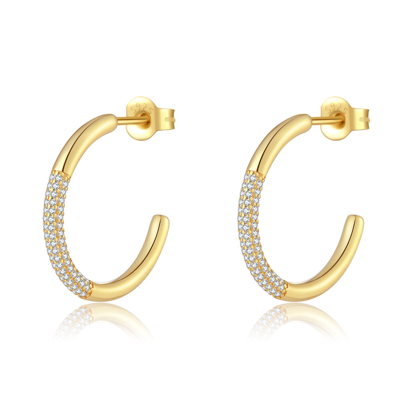 Boucles d’oreilles Créoles Ouvertes – Argent 925 & Strass Étincelants