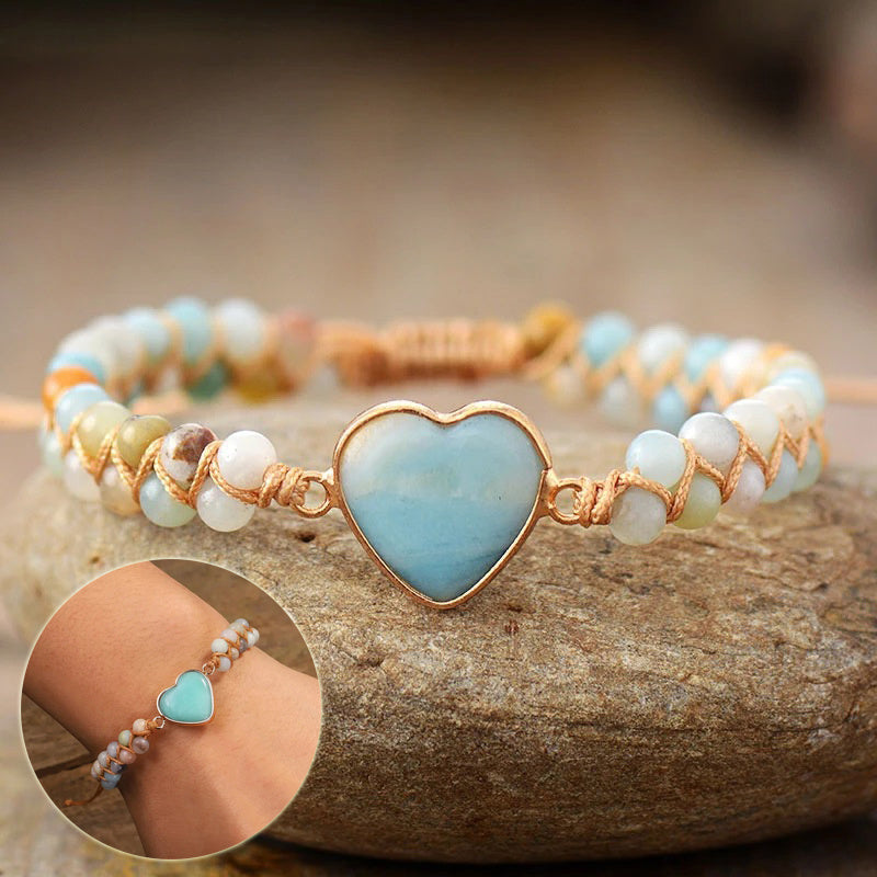 Bracelet Cœur Classique en Agate – Tressé et Ajustable