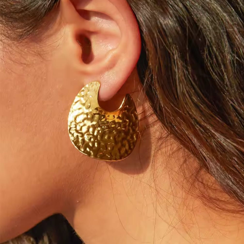 Boucles d'oreilles géométriques circulaires en acier inoxydable