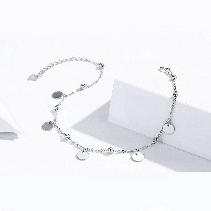 Chaîne de Cheville en Argent 925 – Plaqué Or Blanc