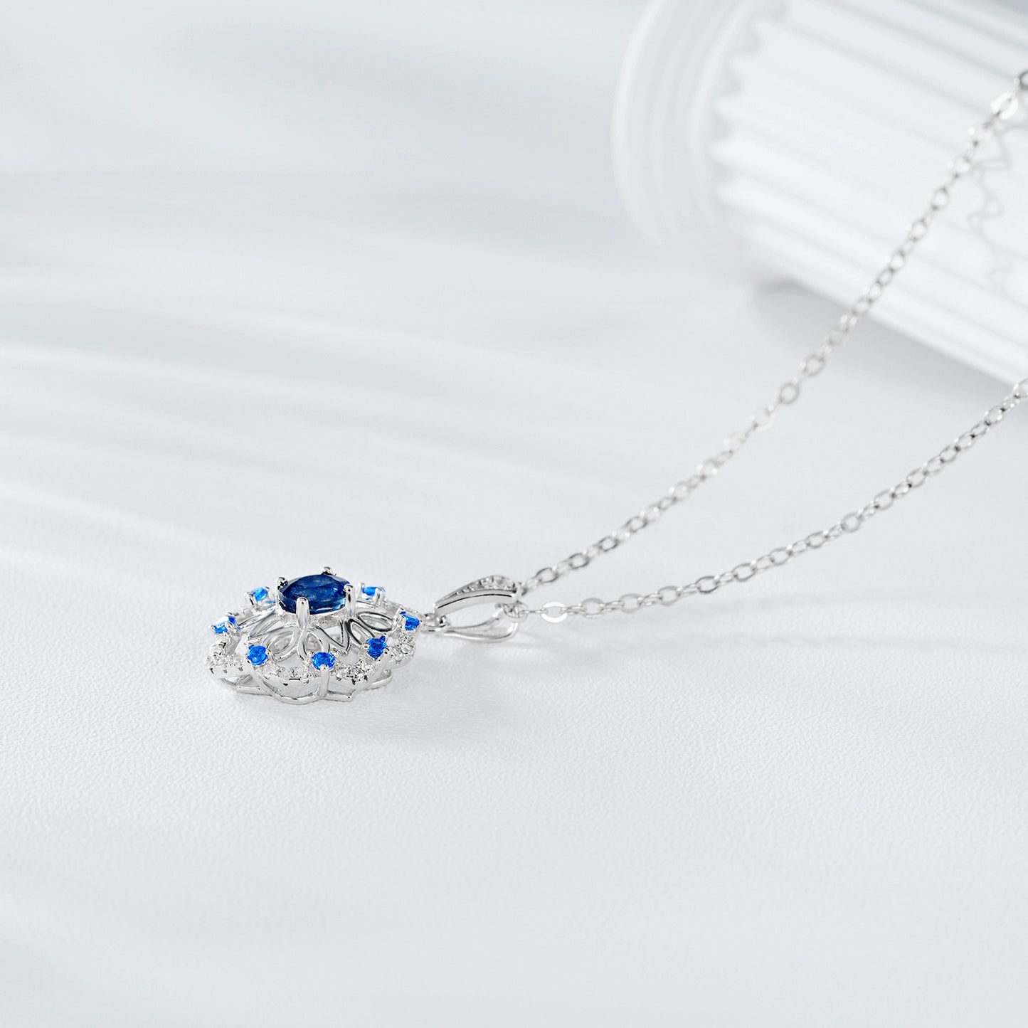 Collier en Argent S925 avec Pendentif Saphir Naturel