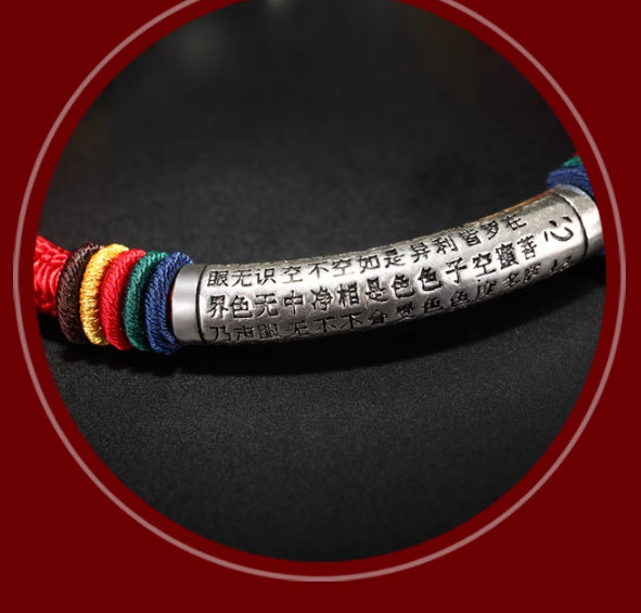 Bracelet Cœur Sutra en Argent 925 – Nœud Dorje Tressé